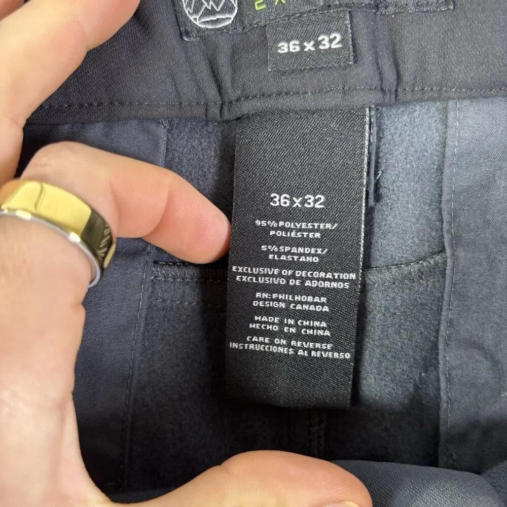 BC Clothing Expedition Stretch Tech Pants Mens 36x32 Gray Stretch Fleece Lined